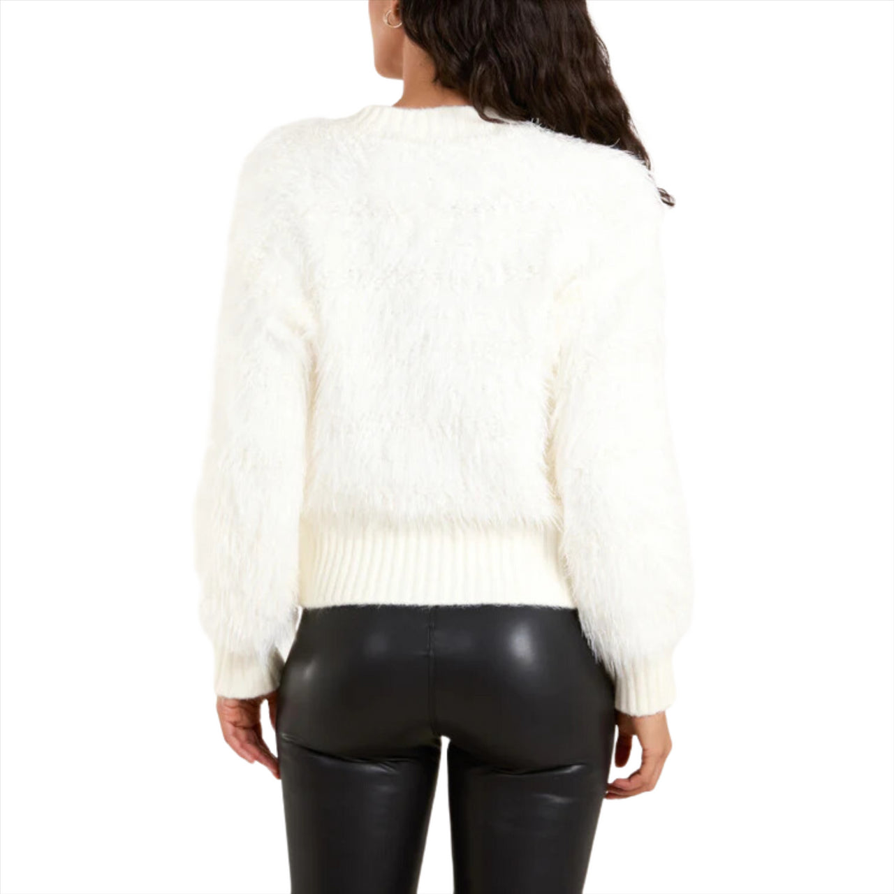 Sparkly & Fluffy Contrast Stripe Jumper | Ivory